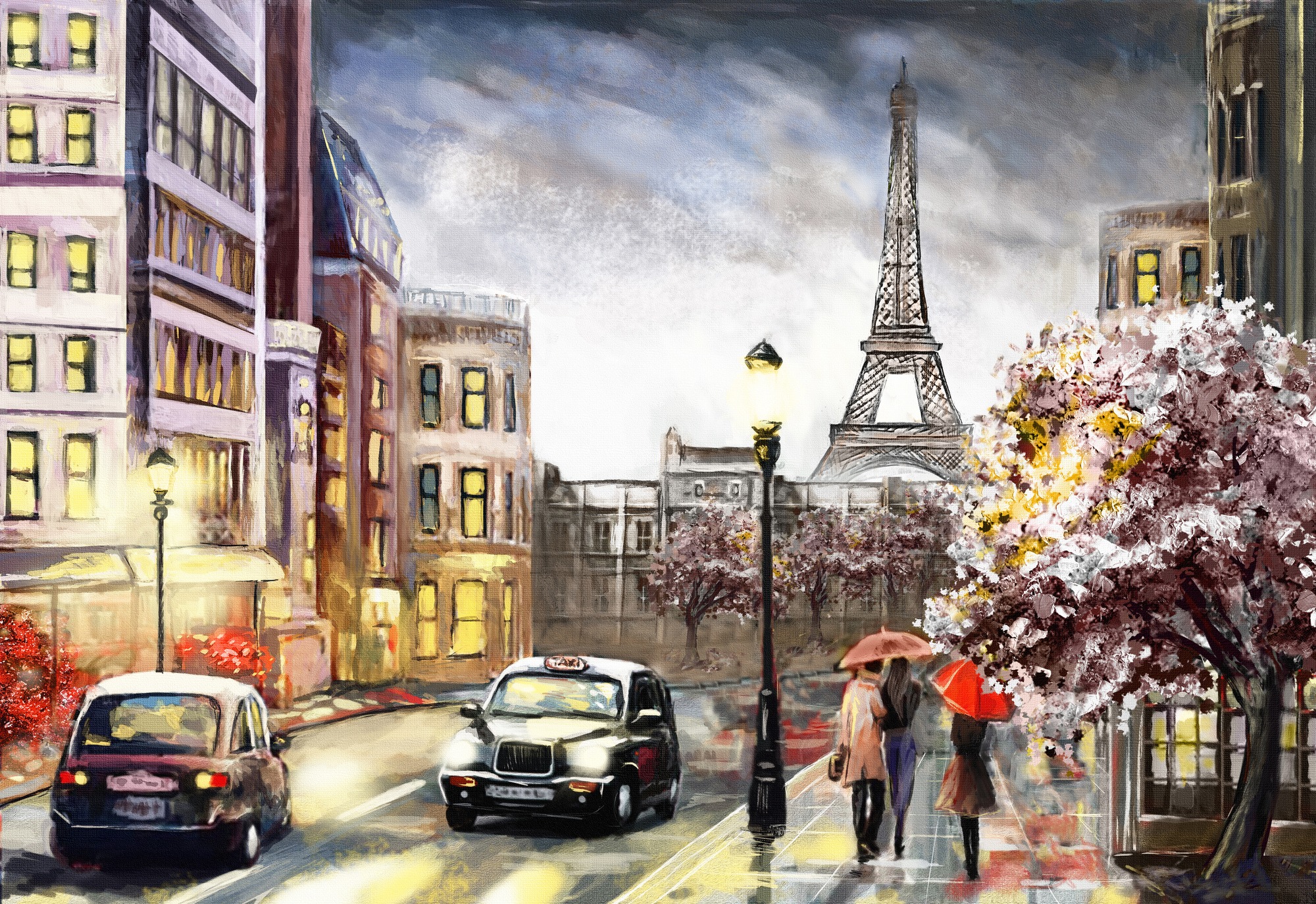 Картина париж. Мозайка алмазная улочка Парижа. Алмазная мозаика дождливый Лондон. Ричарда Макнейла картины Париж.